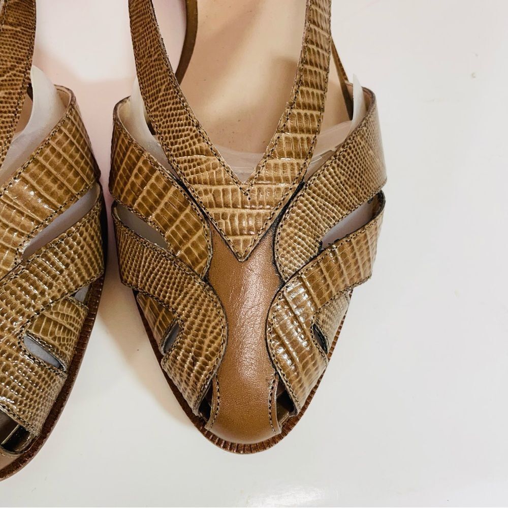 Vaneli Italian Vero Cuoio Leather Vintage Tan Flats/Small Heel Size 8 - Picture 4 of 11